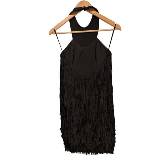 Dress the Population Dylan Black Halter Fringe Dress Flapper 1920s Party Jazz - Picture 3 of 3
